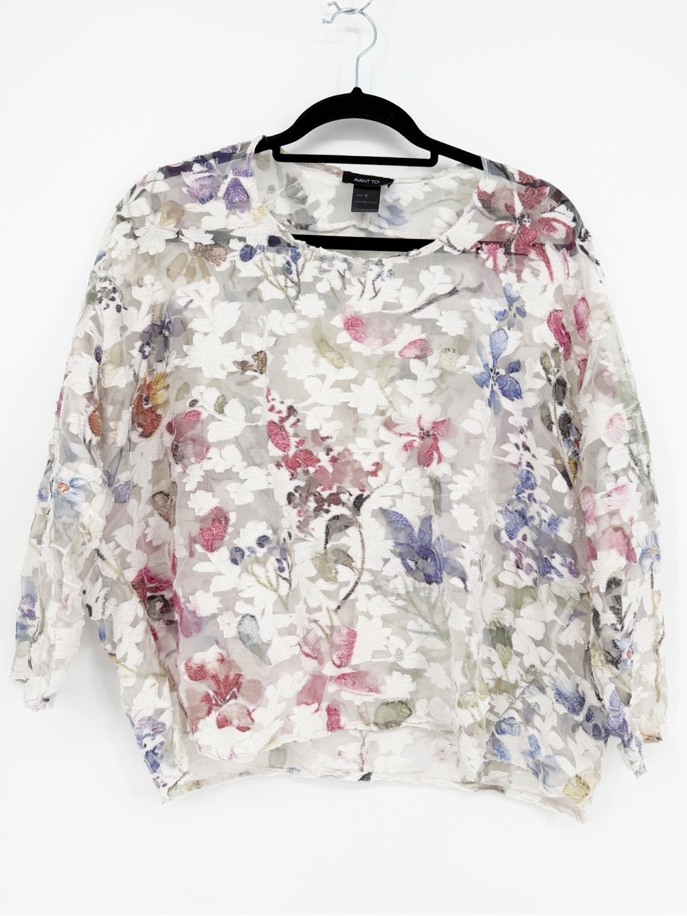 Avant Toi White Sheer Top Size Small